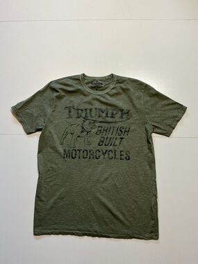 Lucky Brand Triumph Motorcycles British Built Bulldog Graphic Olive S/S T-Shirt